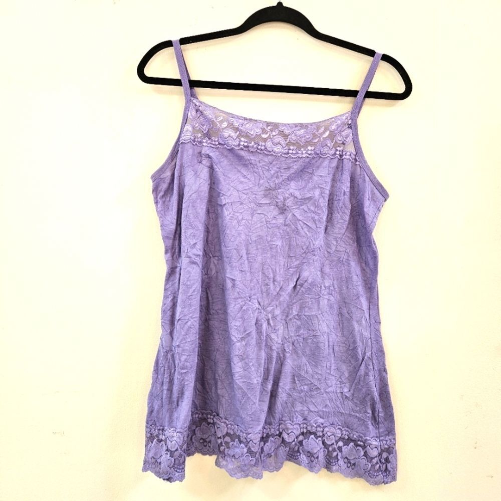 Maurices Womens Plus Sz 0 (Sz L) Lavender Cami Lace Trim Adjustable Straps Y2K
